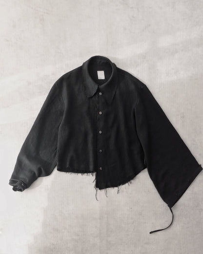 cut off flare sleeve shirt/black