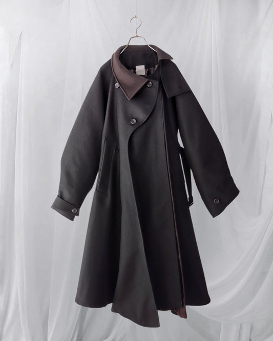 wool melton asymmetry coat