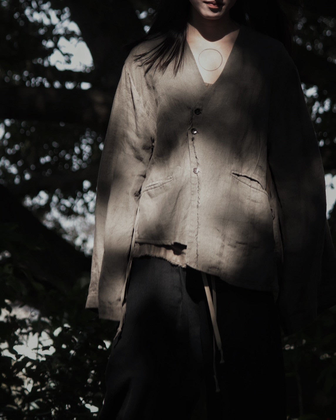 collarless jacket