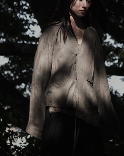 collarless jacket