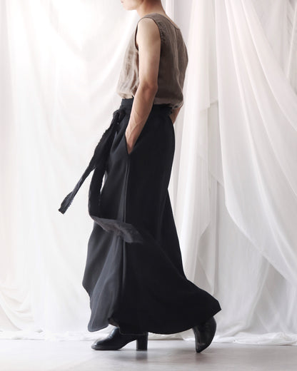 wrapped layered frayed skirt