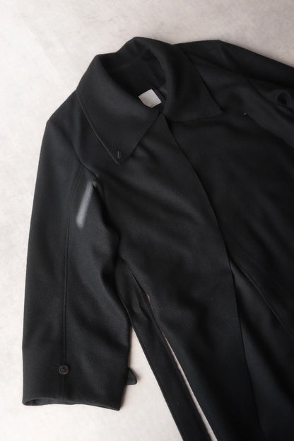 melton&gabardine layered coat