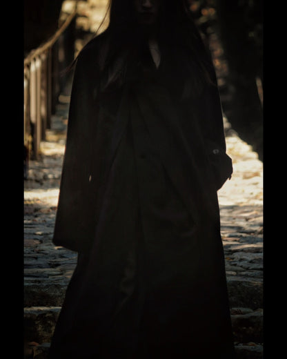melton&gabardine layered coat