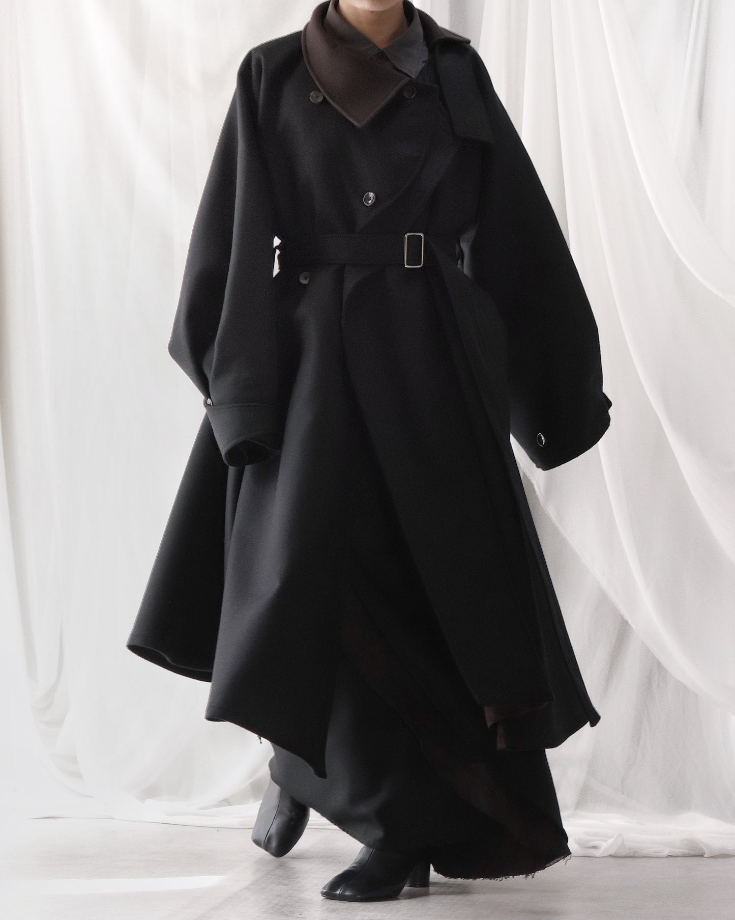 wool melton asymmetry coat
