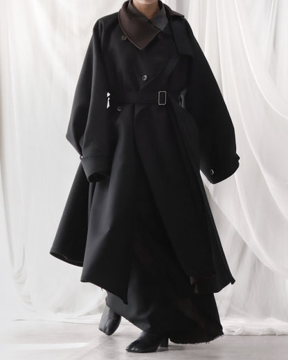 wool melton asymmetry coat