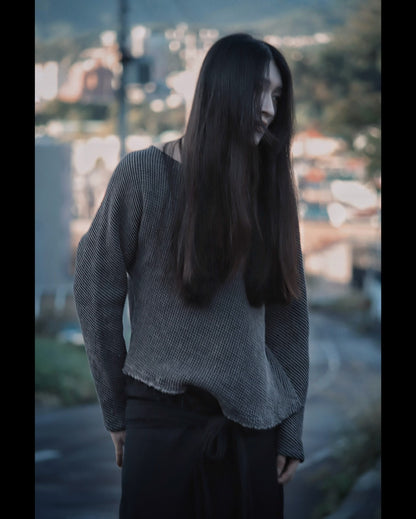 waffle bias pullover