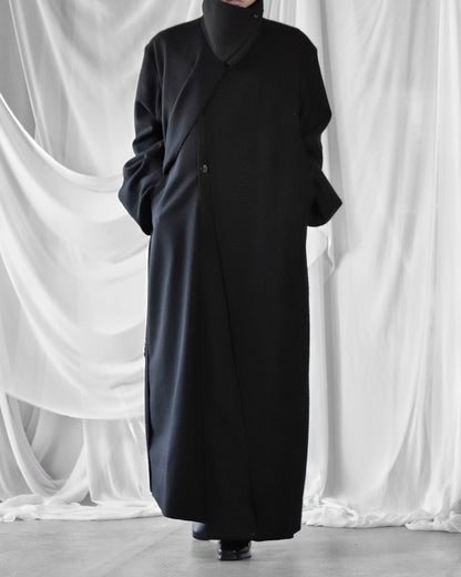melton&gabardine layered coat