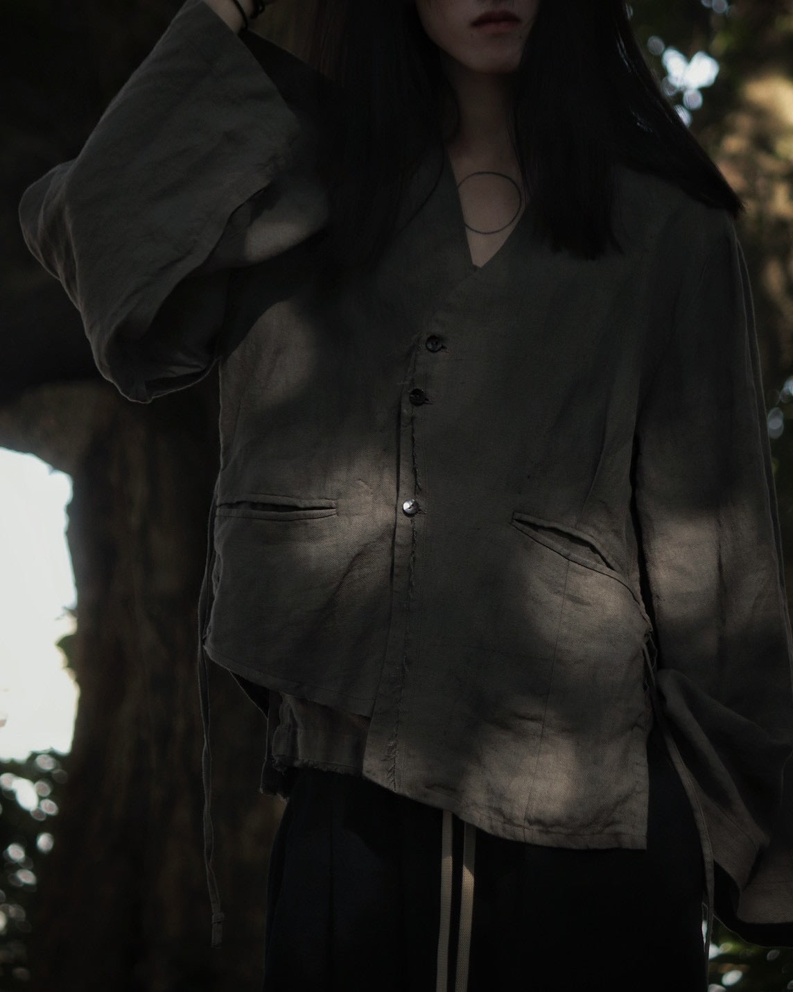 collarless jacket