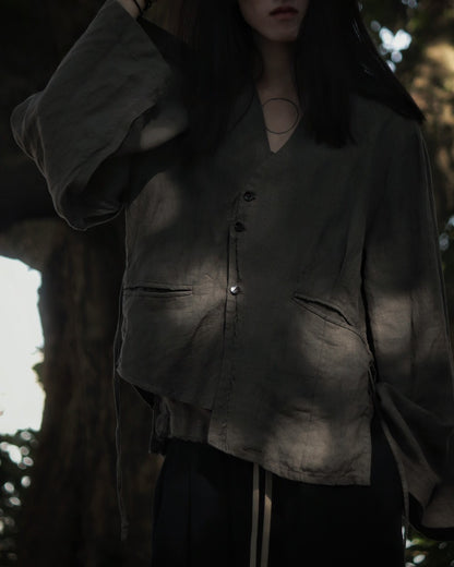 collarless jacket