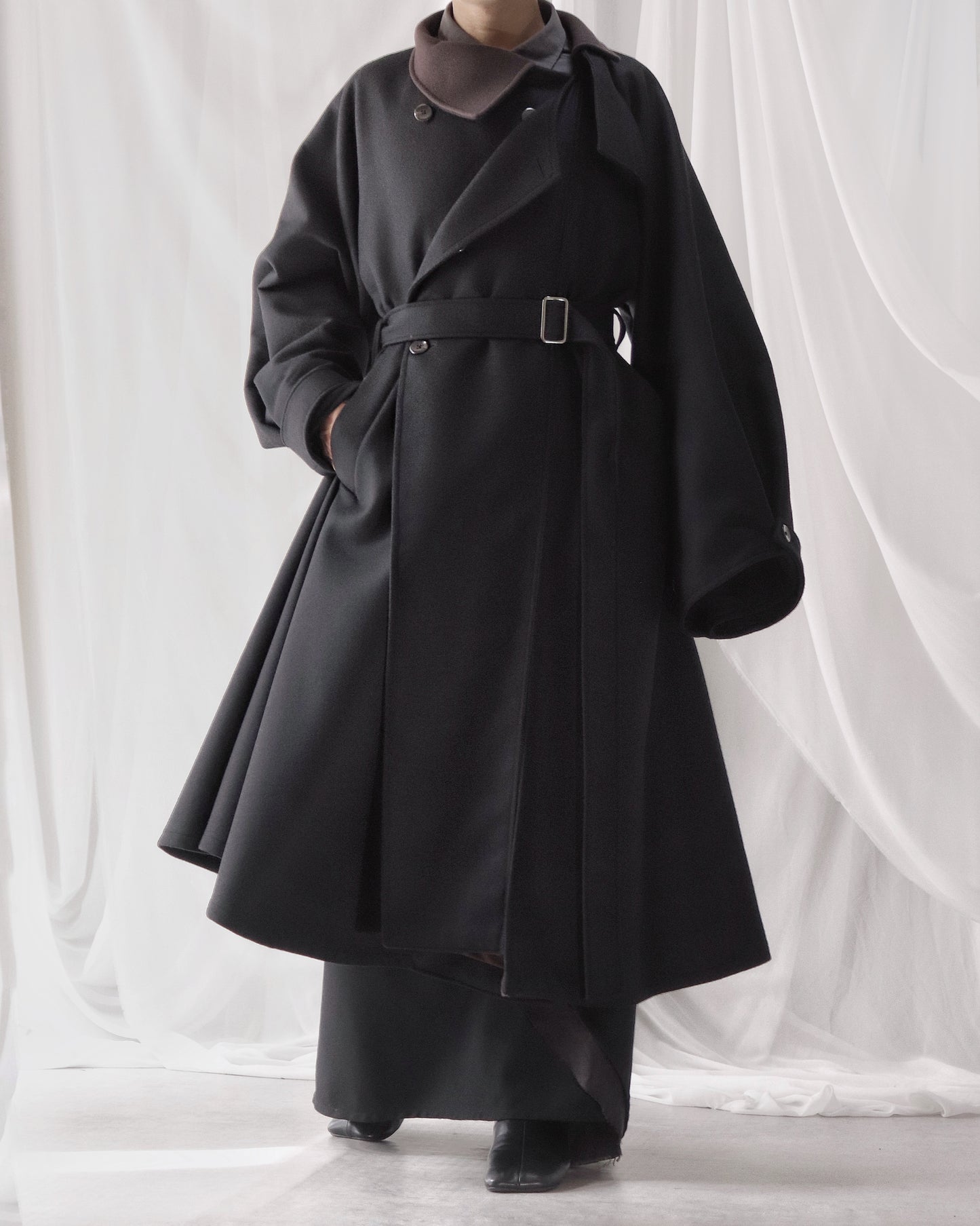 wool melton asymmetry coat