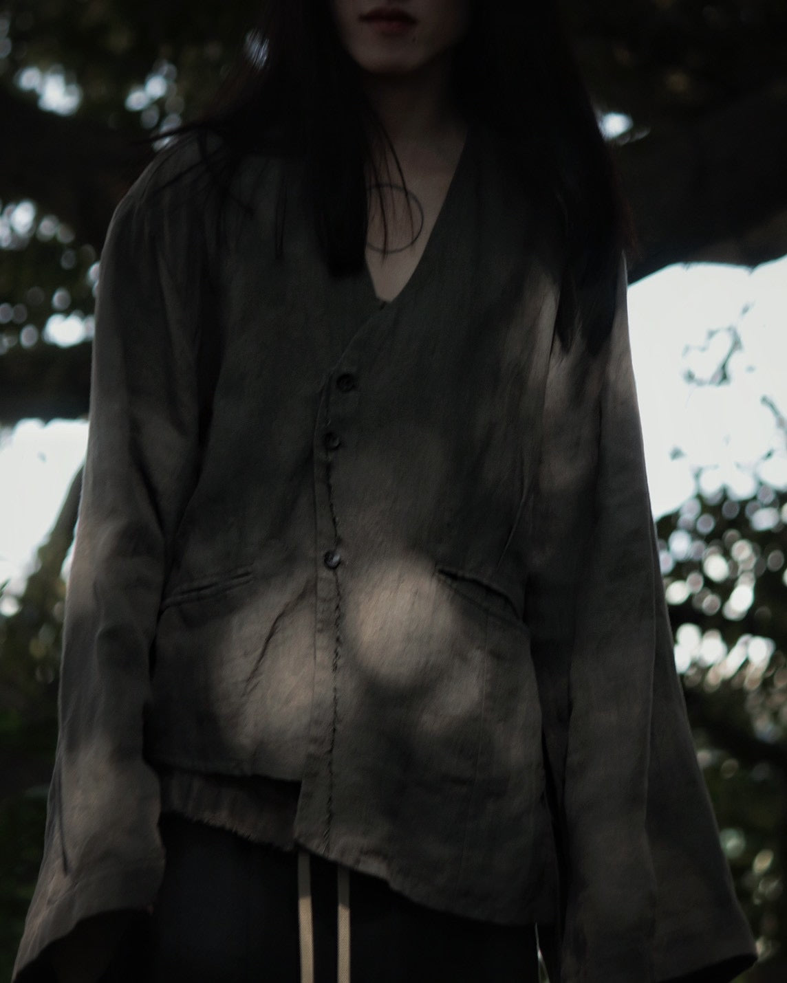collarless jacket