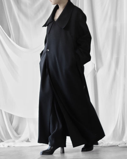 melton&gabardine layered coat