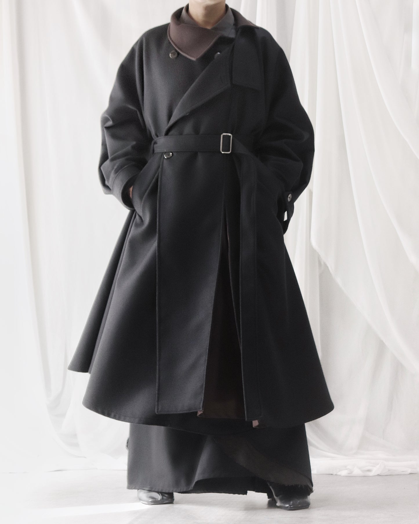 wool melton asymmetry coat