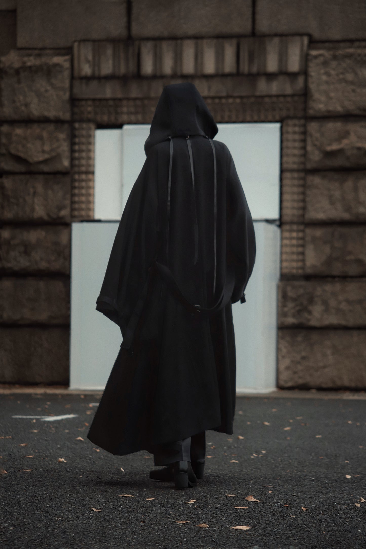 wool × leather layered coat