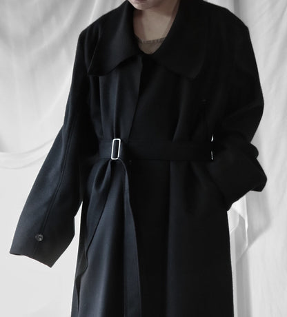 melton&gabardine layered coat