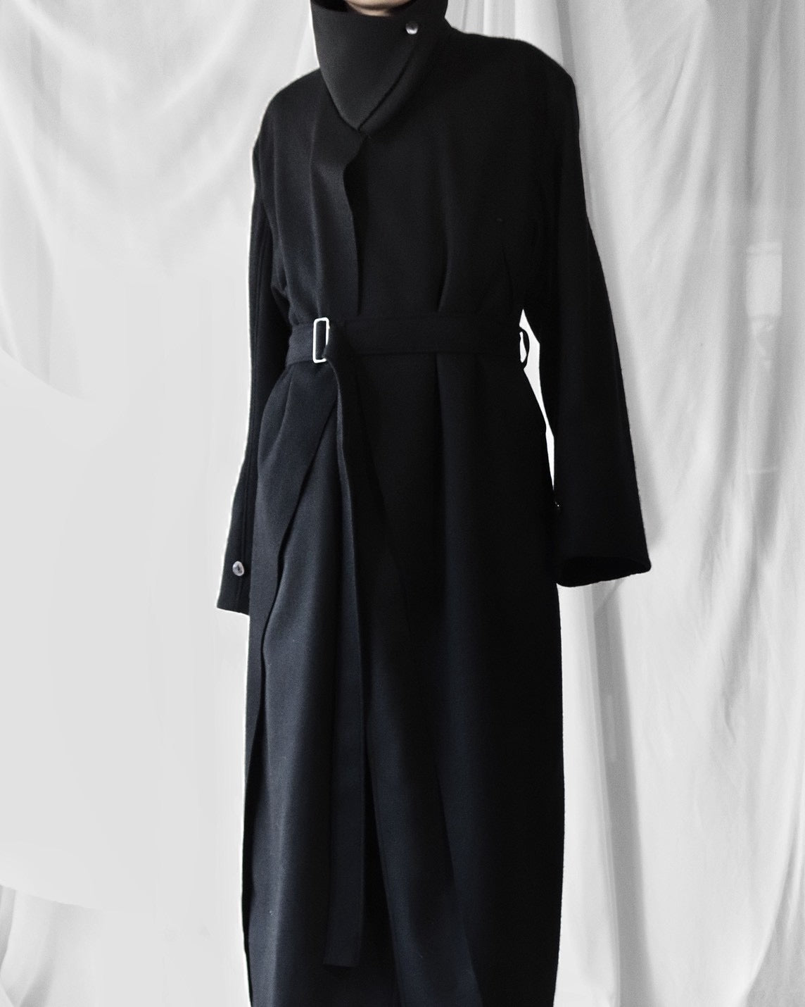 melton&gabardine layered coat