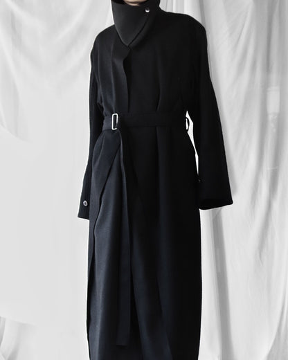 melton&gabardine layered coat