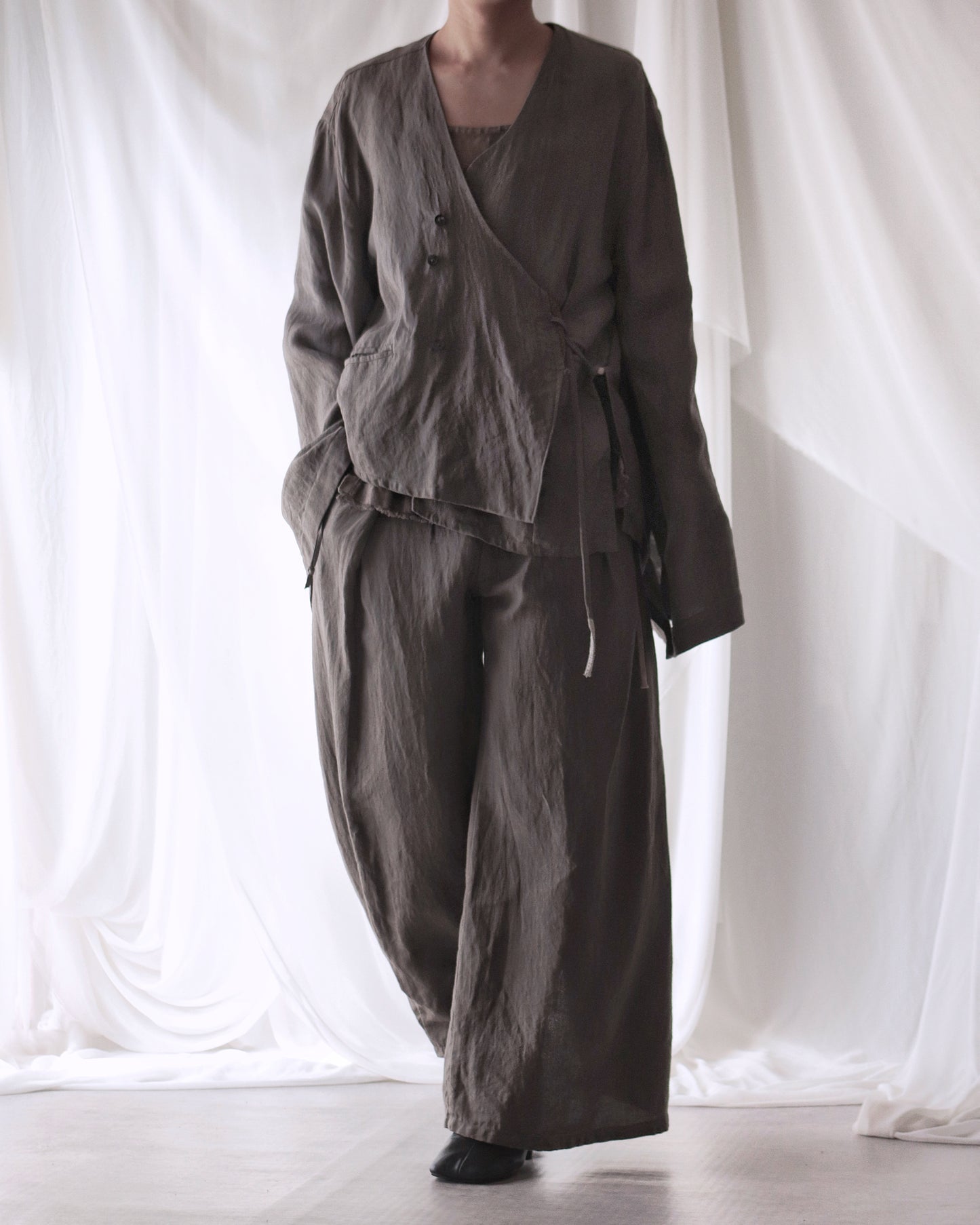 collarless jacket