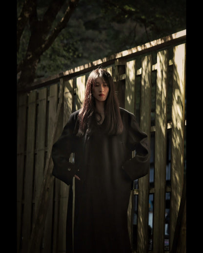 melton&gabardine layered coat
