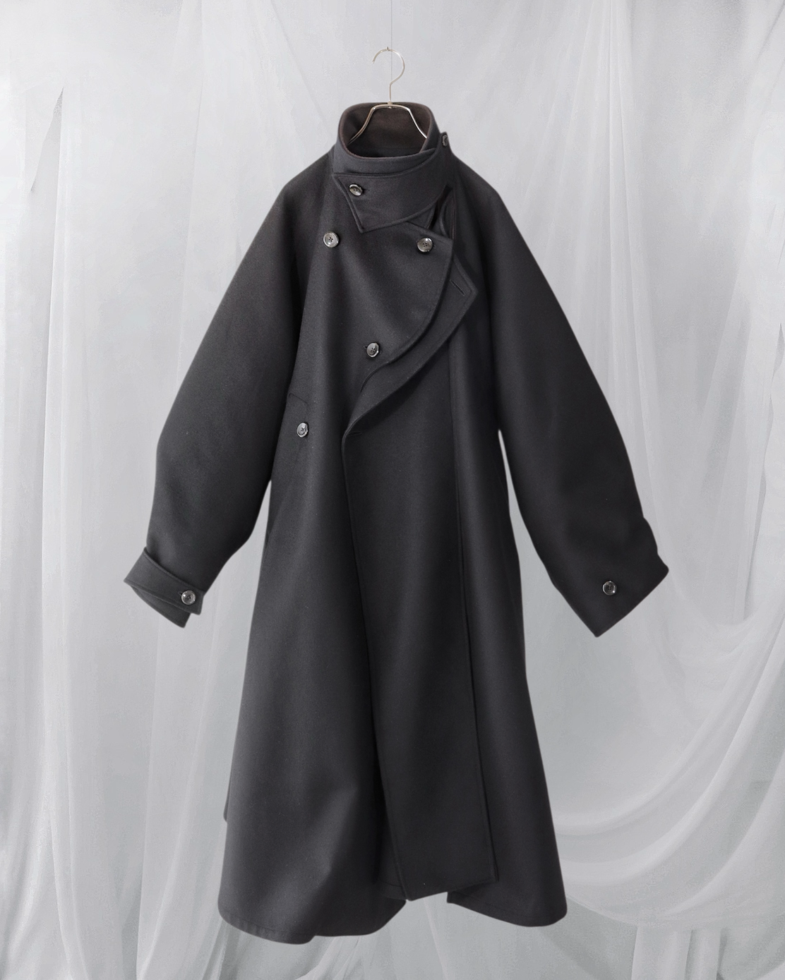 wool melton asymmetry coat