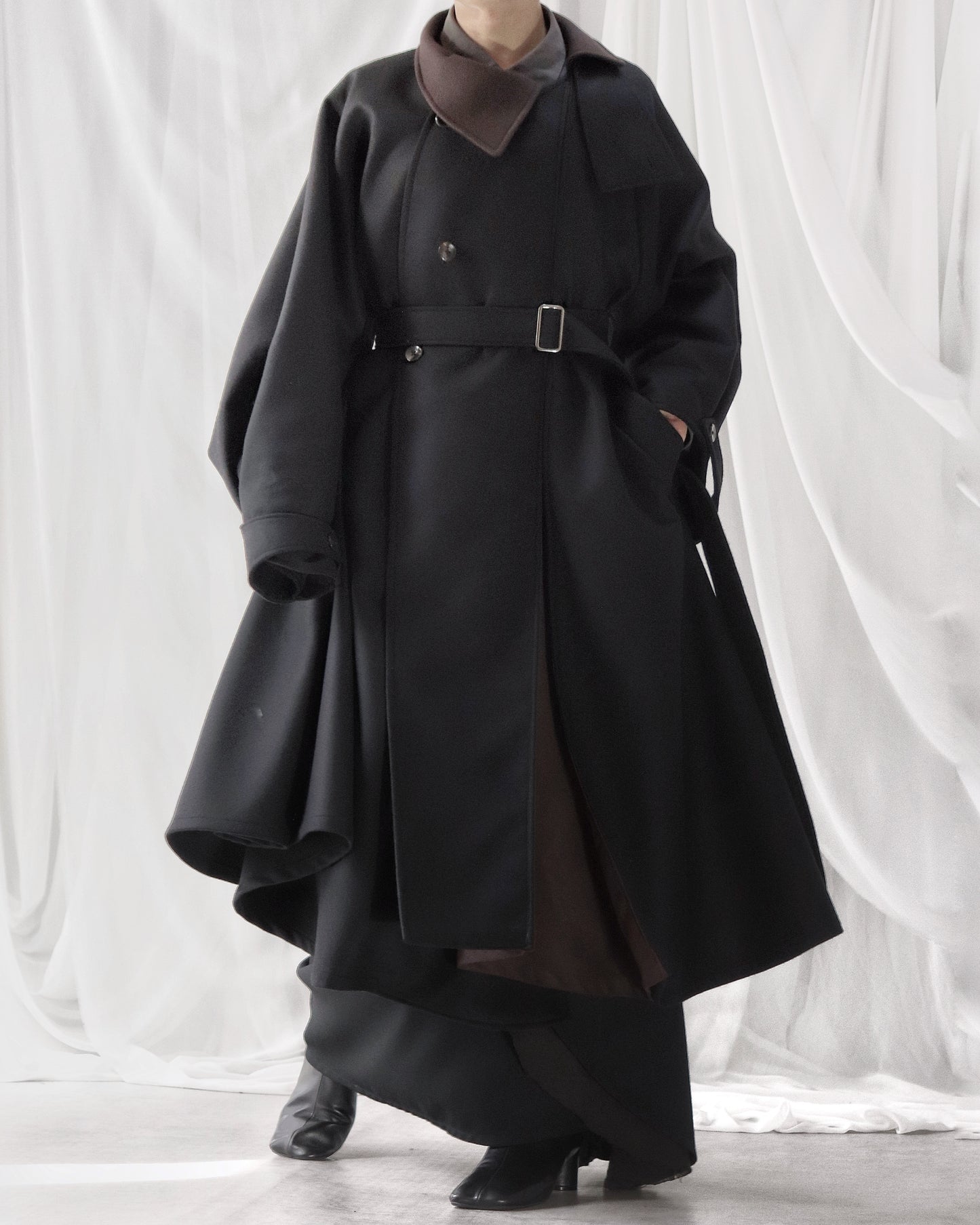 wool melton asymmetry coat