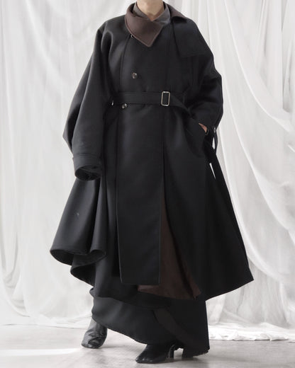wool melton asymmetry coat