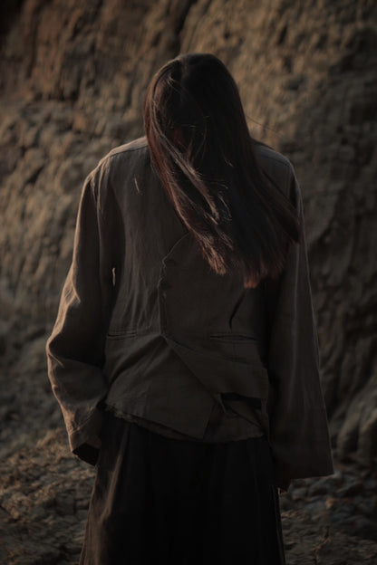 collarless jacket