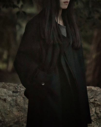 melton&gabardine layered coat