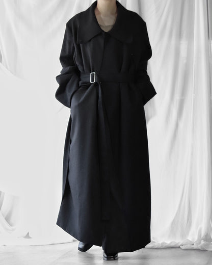 melton&gabardine layered coat