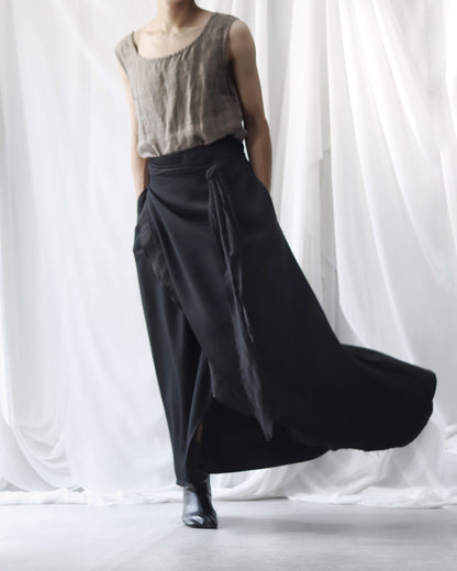 wrapped layered frayed skirt
