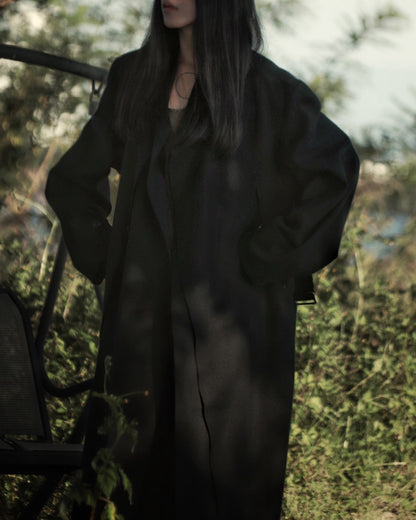 melton&gabardine layered coat