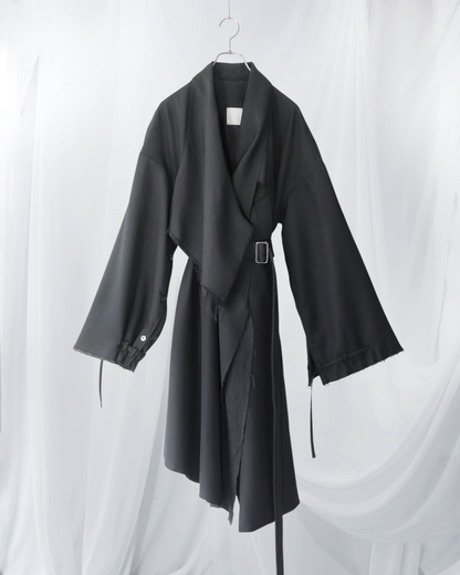 layered frayed coat
