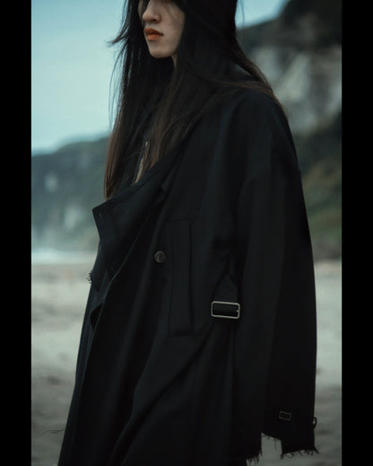 layered frayed coat