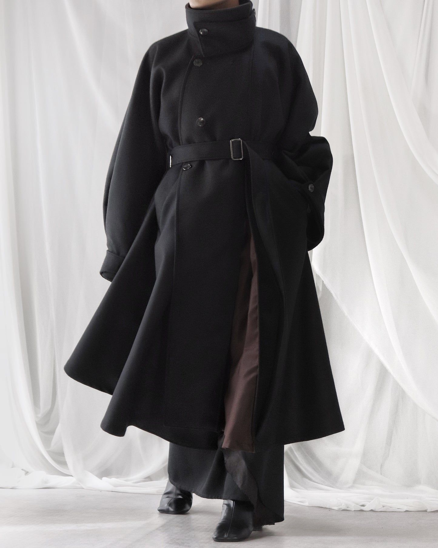 wool melton asymmetry coat