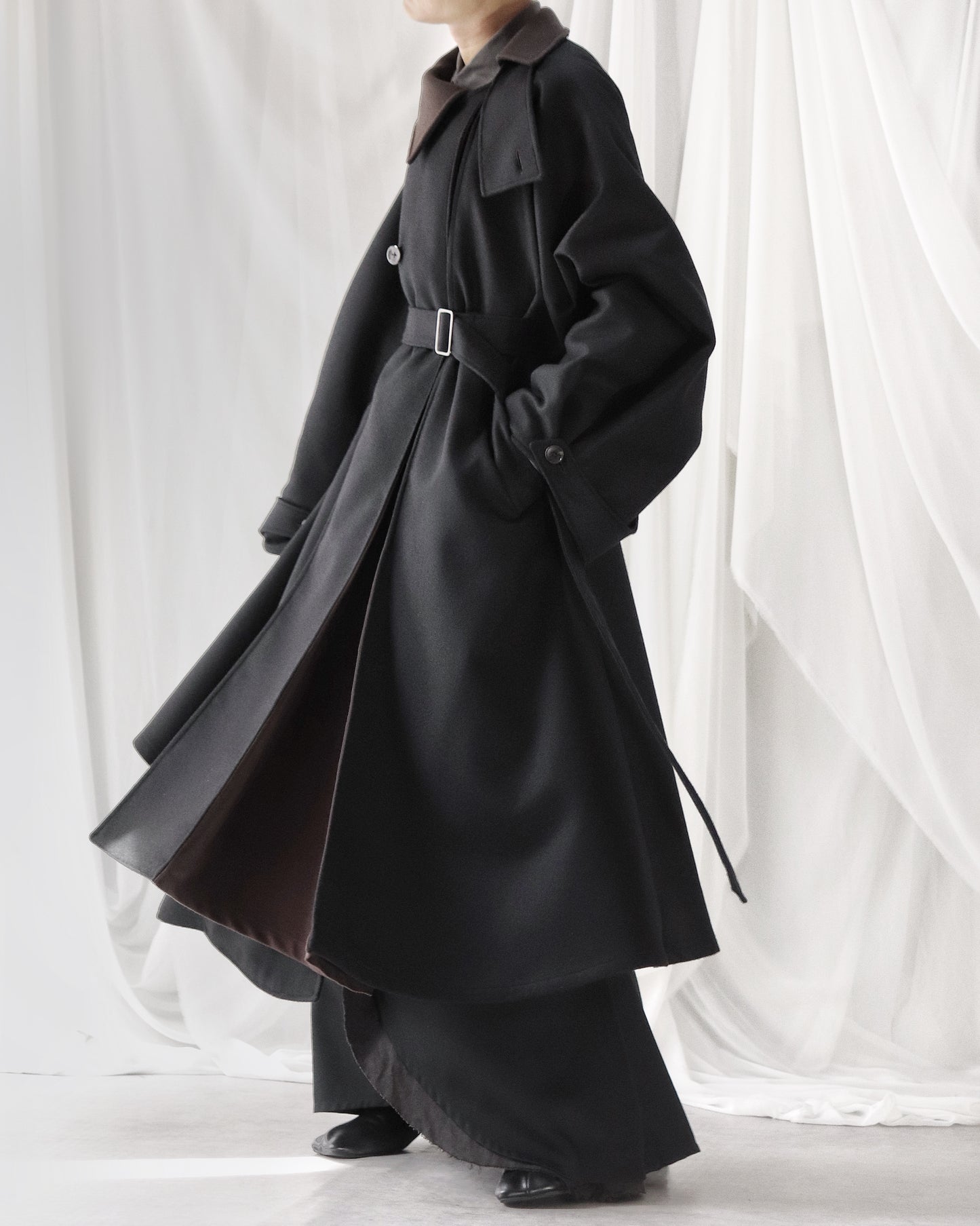 wool melton asymmetry coat