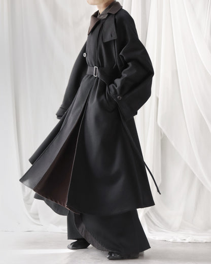 wool melton asymmetry coat