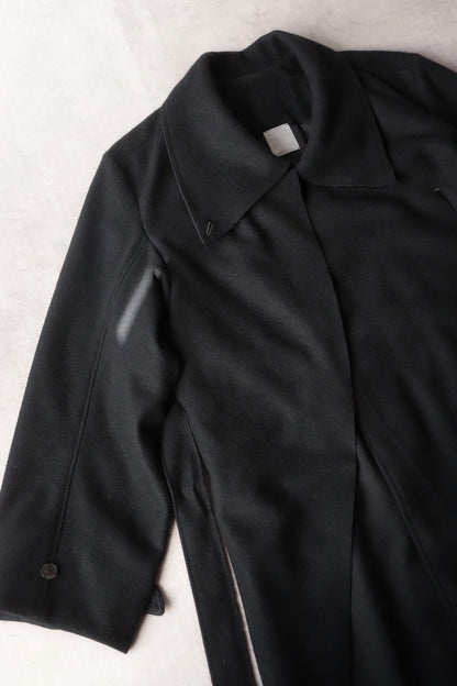 melton&gabardine layered coat