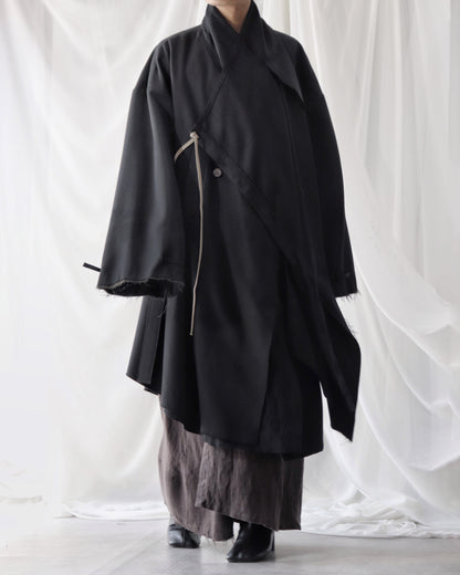 layered frayed coat