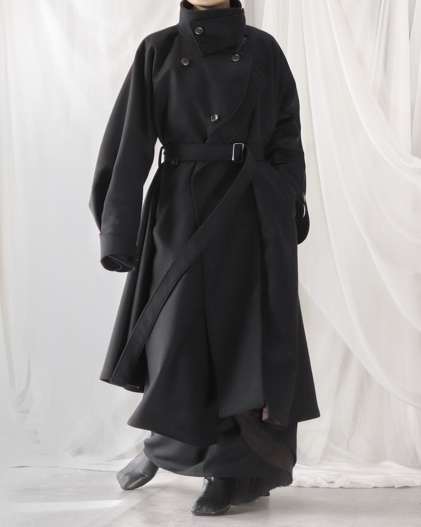 wool melton asymmetry coat