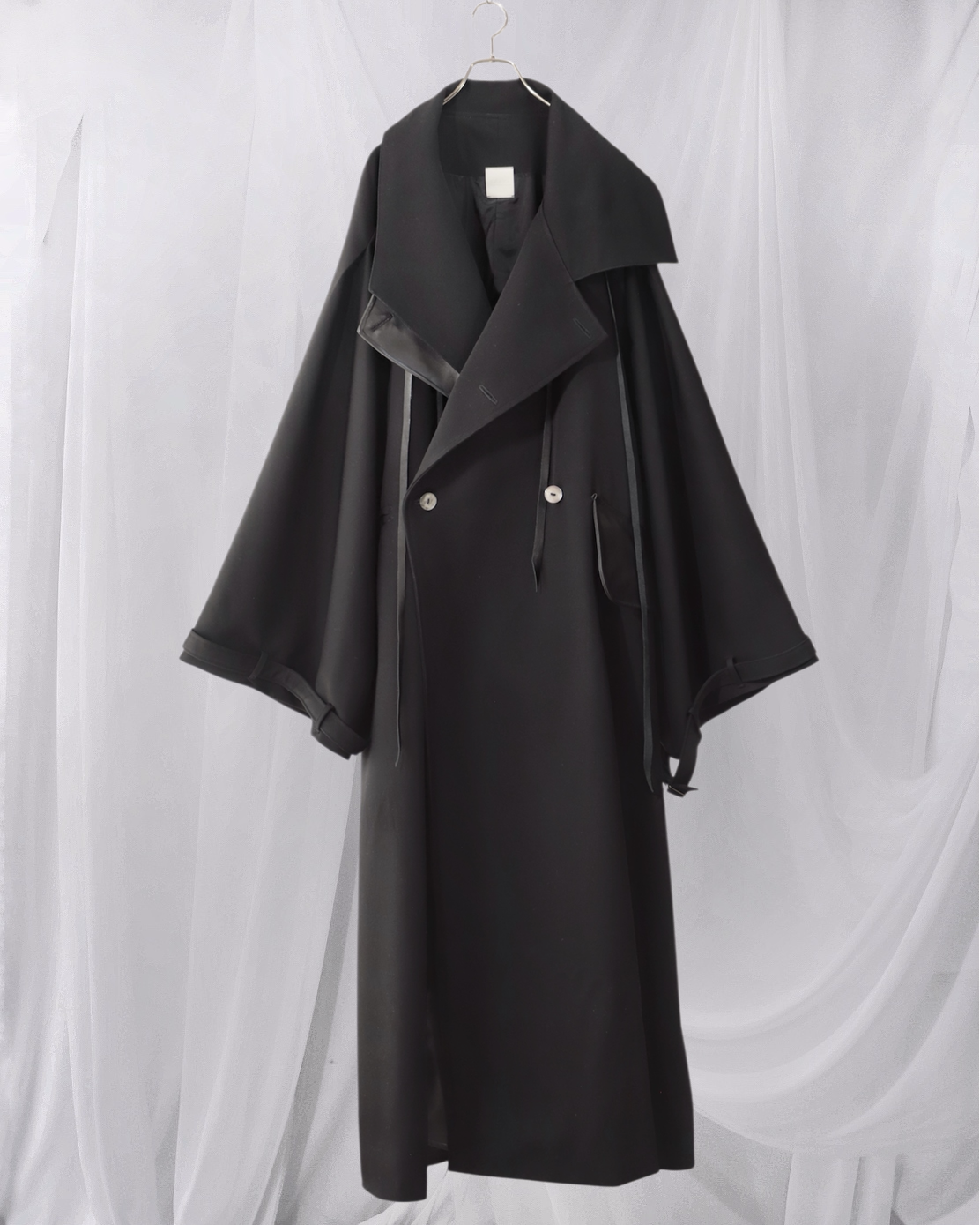 wool × leather layered coat