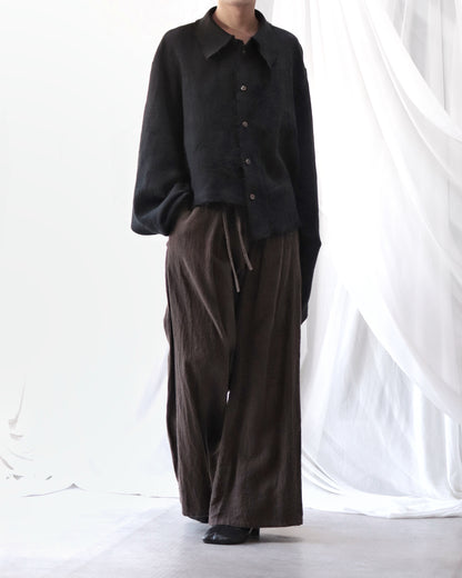 cut off flare sleeve shirt/black