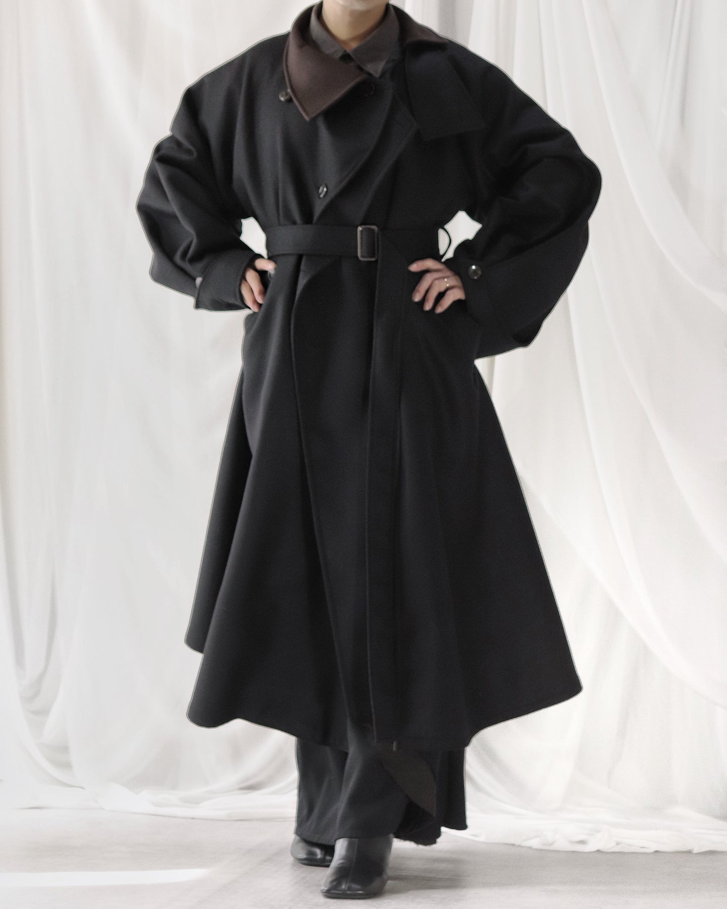 wool melton asymmetry coat