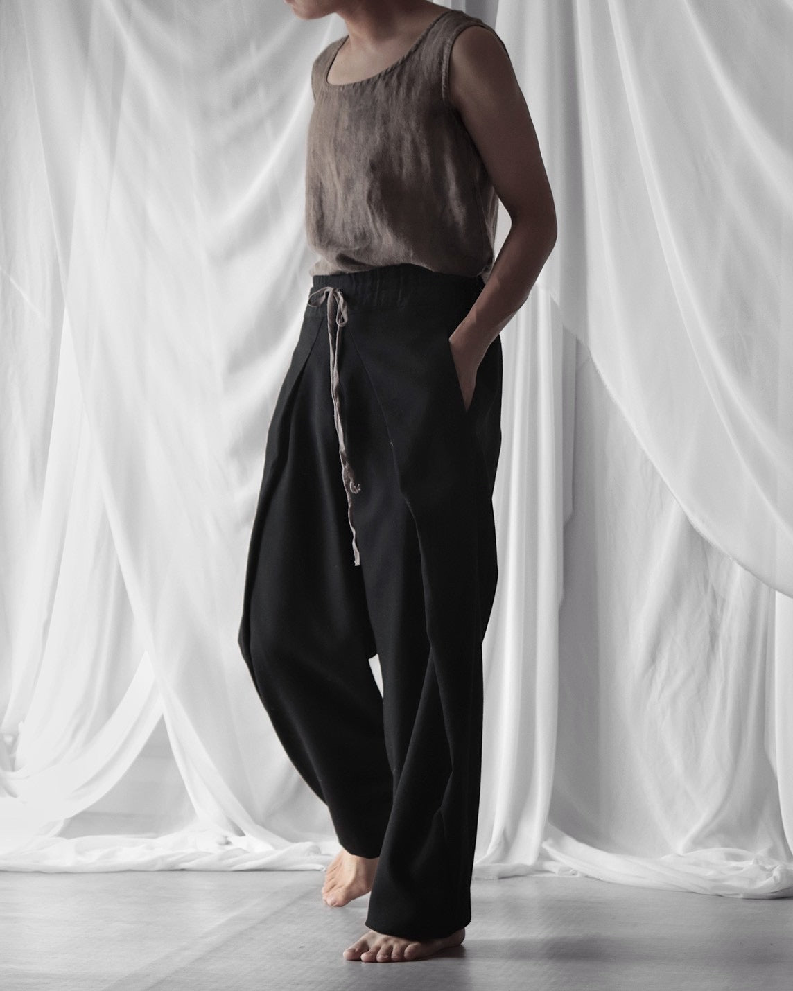 tucked tapered easy slacks