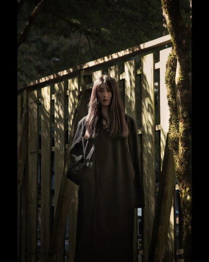 melton&gabardine layered coat