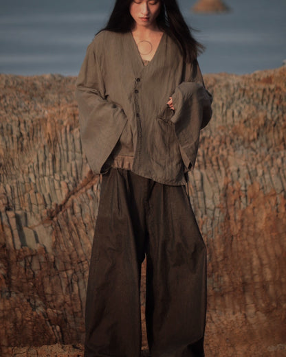 collarless jacket