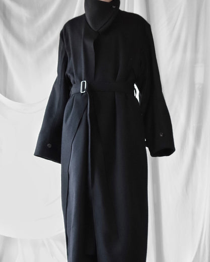 melton&gabardine layered coat