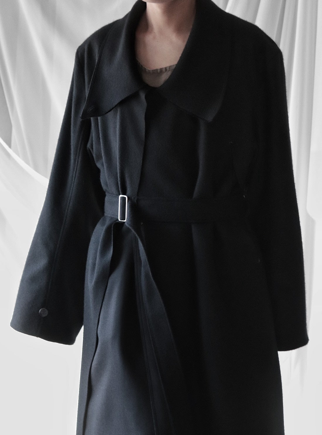 melton&gabardine layered coat