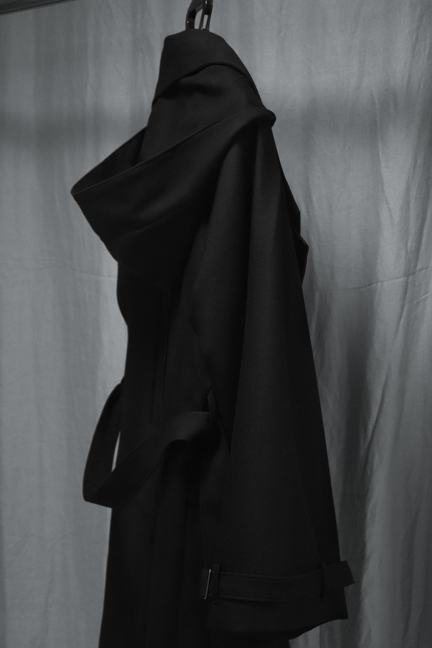 wool × leather layered coat