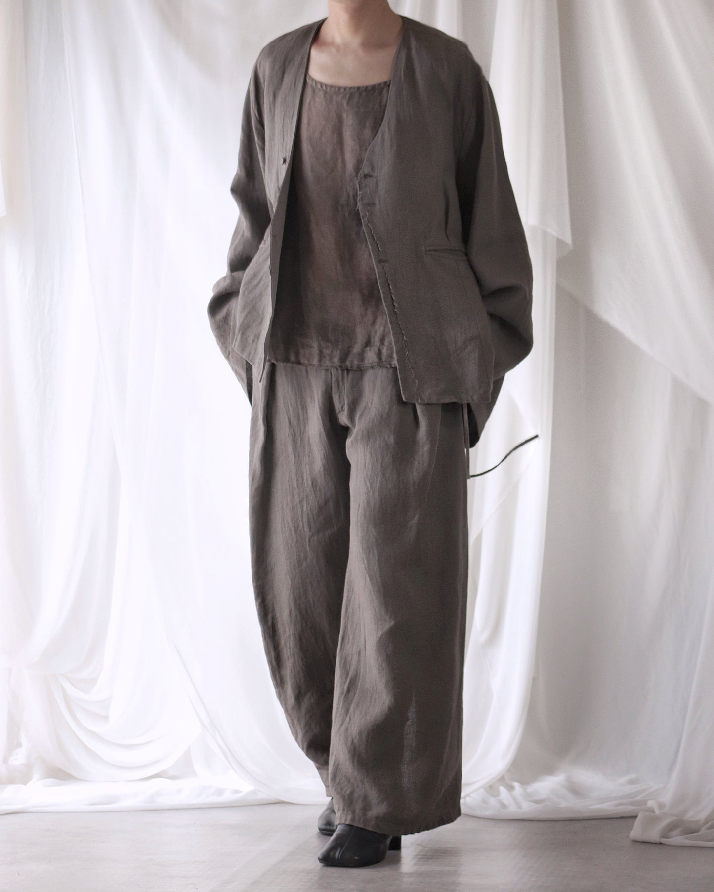 collarless jacket