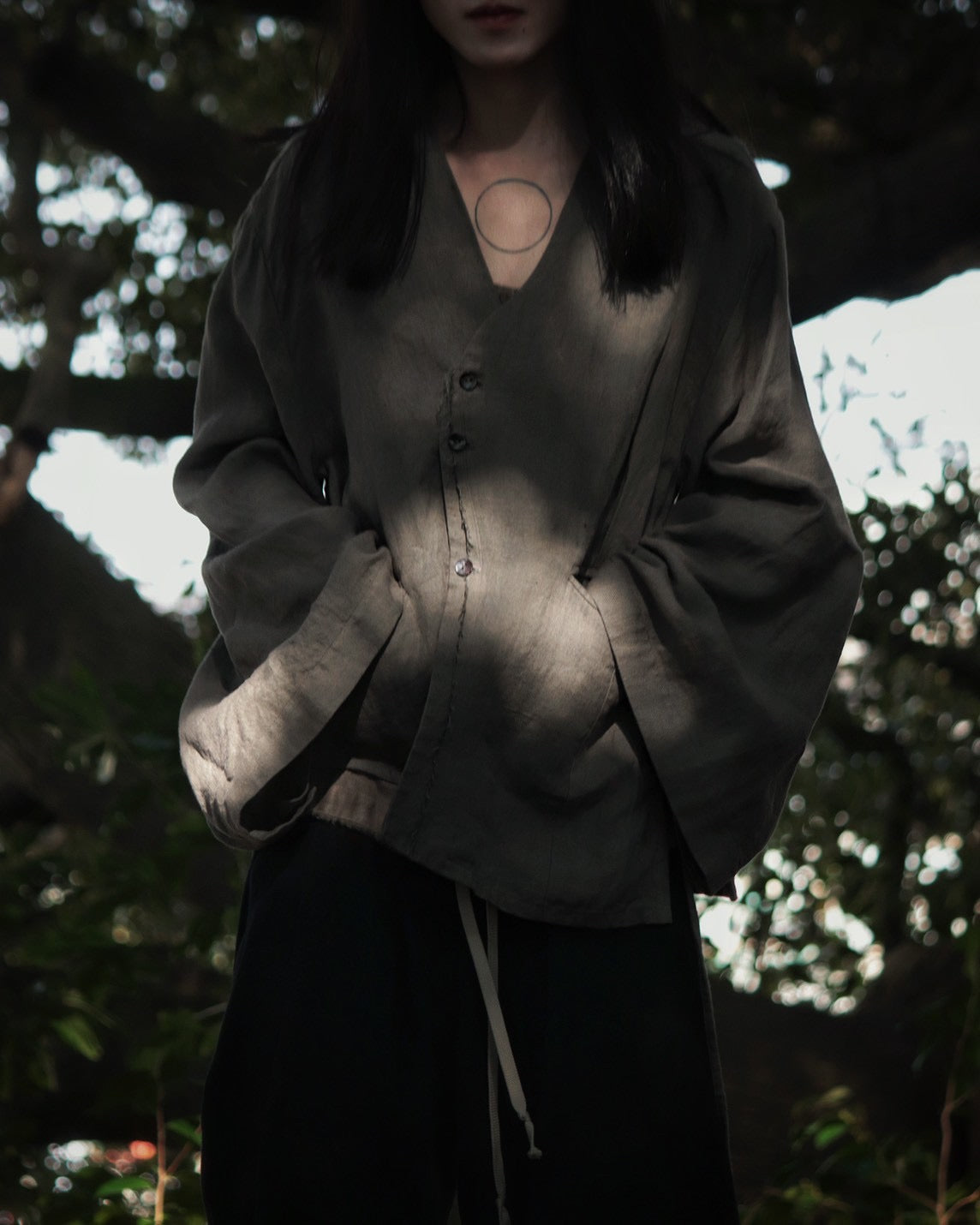 collarless jacket
